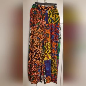 Grass-fields African patchwork print pants size 22